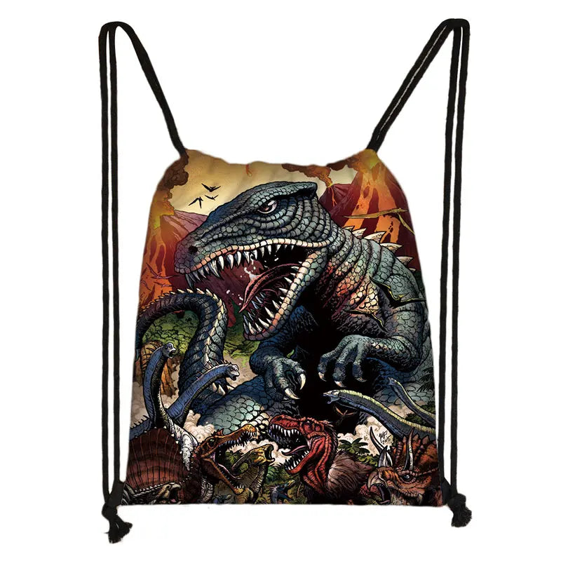 Ancient Reptiles Dinosaur Drawstring Bag Canvas Backpack