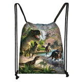 Ancient Reptiles Dinosaur Drawstring Bag Canvas Backpack