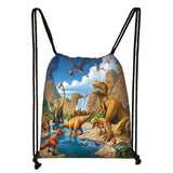 Ancient Reptiles Dinosaur Drawstring Bag Canvas Backpack