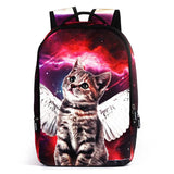Angel Cat Printing Backpack Women School Bags for Teenage Girls