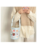 Animal Cartoon Print Bucket Shoulder Bag Canvas Tote