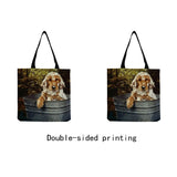 Dog Printed Handbag Eco Friendly Women Shoulder Bag