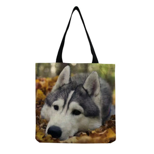 Dog Printed Women Shoulder Bag Eco-Friendly Storage Handbag