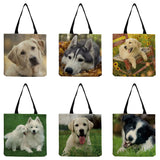 Dog Printed Women Shoulder Bag Eco-Friendly Storage Handbag