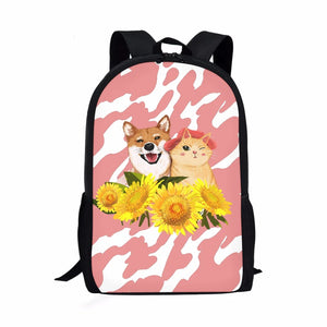 Animal Flower Texture Pattern Girls School Bags