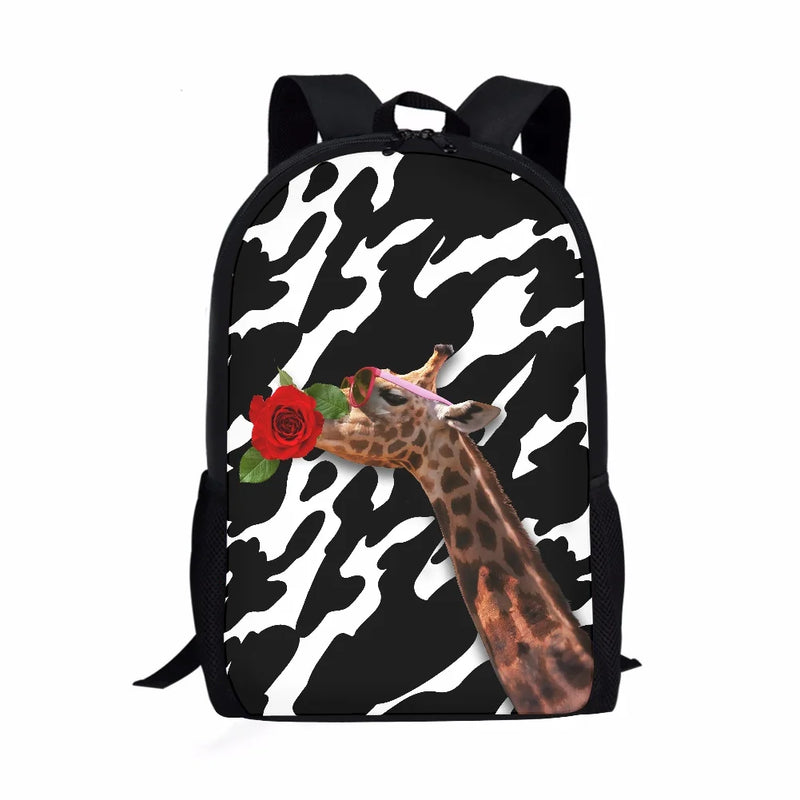 Animal Flower Texture Pattern Girls School Bags