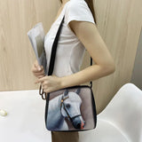 Horse Print Shoulder Bag Women Canvas Messenger Bag Retro Clutch