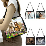 Horse Print Shoulder Bag Women Canvas Messenger Bag Retro Clutch
