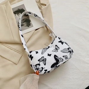 Animal Pattern Print Canvas Shoulder Underarm Bag Ladies Small Purse Handbags