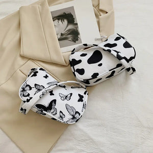 Animal Pattern Print Canvas Shoulder Underarm Bag Ladies Small Purse Handbags