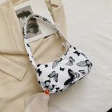 Animal Pattern Print Canvas Shoulder Underarm Bag Ladies Small Purse Handbags