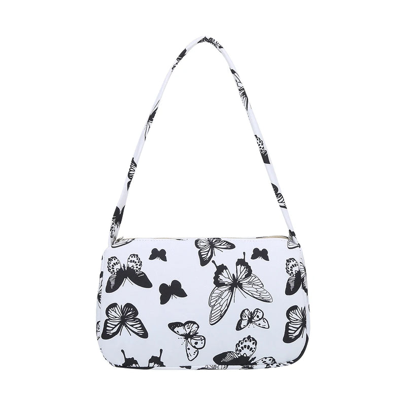 Animal Pattern Print Canvas Shoulder Underarm Bag Women Small Purse Handbags