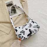 Animal Pattern Print Canvas Shoulder Underarm Bag Vintage Ladies Small Purse Han