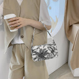 Animal Pattern Print Canvas Shoulder Underarm Bag Women Small Purse Handbags