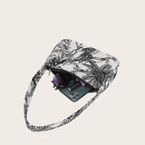 Animal Pattern Print Canvas Shoulder Underarm Bag Women Small Purse Handbags