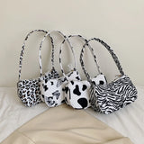 Animal Pattern Print Canvas Shoulder Underarm Bag Vintage Small Purse Handbags