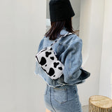 Animal Print Canvas Shoulder Bag Vintage Ladies Small Purse Handbags