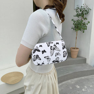 Animal Pattern Print Canvas Shoulder Underarm Bag Women Small Purse Handbags