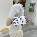 Animal Pattern Print Canvas Shoulder Underarm Bag Women Small Purse Handbags