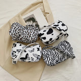 Animal Pattern Print Canvas Shoulder Underarm Bag Vintage Ladies Small Purse