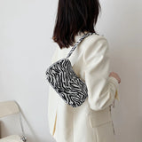Animal Pattern Print Canvas Shoulder Underarm Bag Vintage Small Purse Handbags