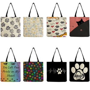 Animal Paw Print Women's Shoulder Bag High Capacity Shopping Bag