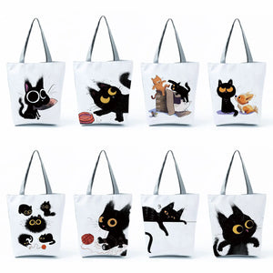 Animal Print Foldable Eco-Friendly Cat Shopping Bag Tote Bag