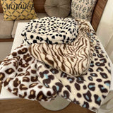 Leopard Cow Pattern Retro Handheld Shopping Bag Soft Fluffy Large Capacity