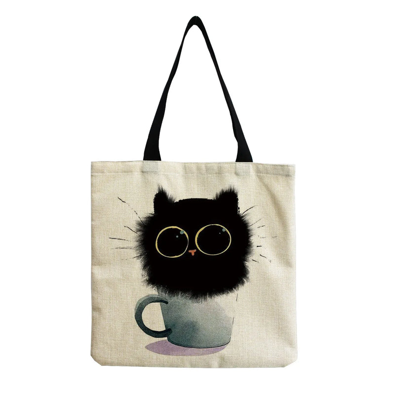 Cartoon Cat Tote Shoulder Bag for Women