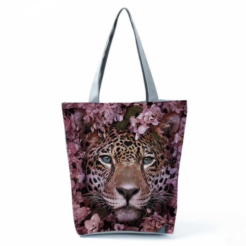 Animal Printed Women Shoulder Bag Eco Friendly Foldable High Capacity