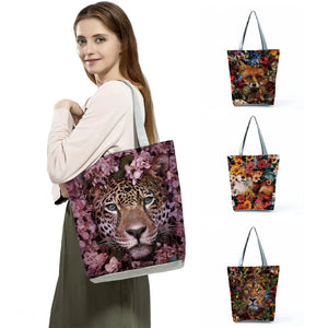 Animal Printed Women Shoulder Bag Eco Friendly Foldable High Capacity