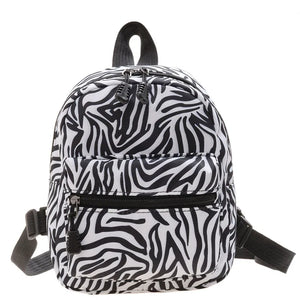 Animal Printing Mini Women's Backpack Nylon Bag School Rucksack