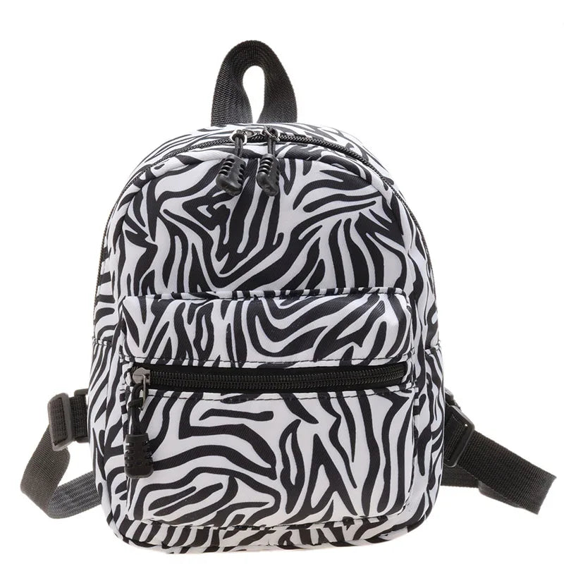Animal Printing Mini Women's Backpack Nylon Bag School Rucksack
