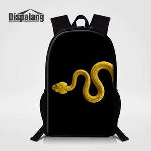 Snake Polyester Sublimation Printing School Backpack Men Daily Shoulder Bagpack
