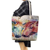 Watercolor Horse Print Shoulder Bag for Women