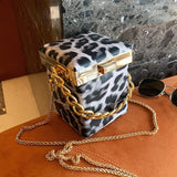 Animal Pattern Mini Box Crossbody Bag for Women