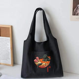 Animated Pattern Canvas Vest Bag Women Tote Bags Travel Shoulder Bag