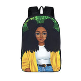 Anime Backpack Student Afro Lady Print Cartoon Shoulder Backbags Men Women