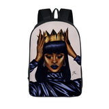 Anime Backpack Student Afro Lady Print Cartoon Shoulder Backbags Men Women