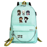 Anime Bungo Stray Dogs Canvas Backpack with USB Chain - School Book Bag