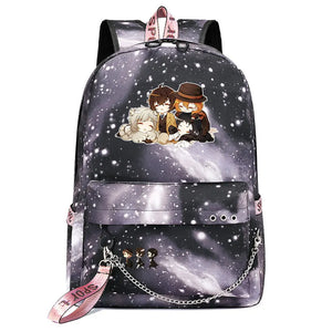 Anime Bungo Stray Dogs Canvas Backpack with USB Chain - School Book Bag