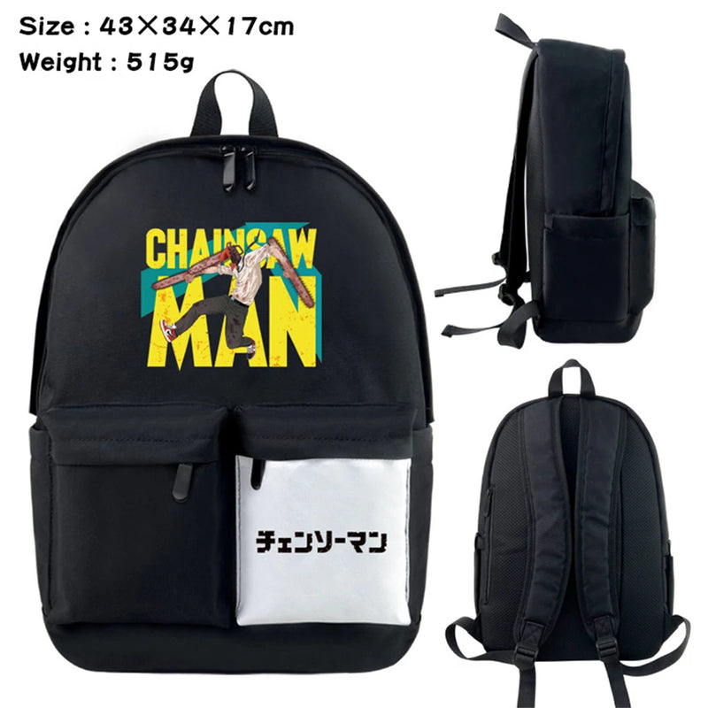 Anime Chainsaw Man Nylon Backpack Casual Knapsack Teenager Packsack
