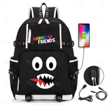 Anime Cosplay Rainbow Backpack Student School Bag USB Charging