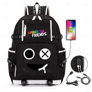 Anime Cosplay Rainbow Backpack Student School Bag USB Charging