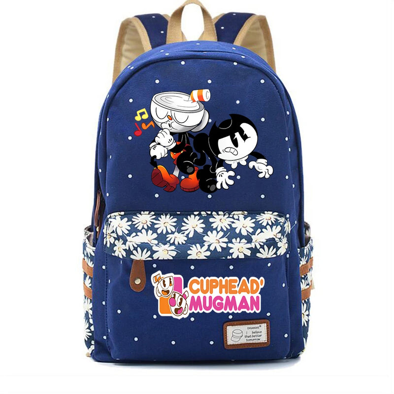 Anime Cuphead Canvas Backpack High Teenger Packsack Casual knapsack