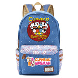 Anime Cuphead Canvas Backpack Teenger Zipper Packsack Casual Print