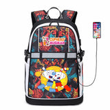 Anime Cuphead USB Backpack Student Schoolbag Travel Laptop Bag