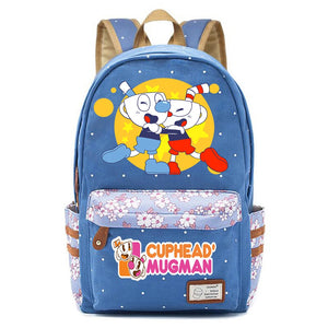Anime Cuphead Zipper Print Backpack Student Casual Schoolbag