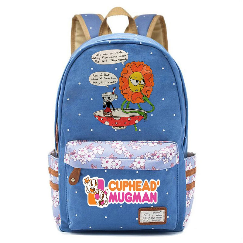 Anime Cuphead Zipper Print Backpack Student Casual Schoolbag
