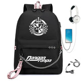 Danganronpa Backpack USB Port Monokuma School Bag Bear Pattern Teenagers Book Tr